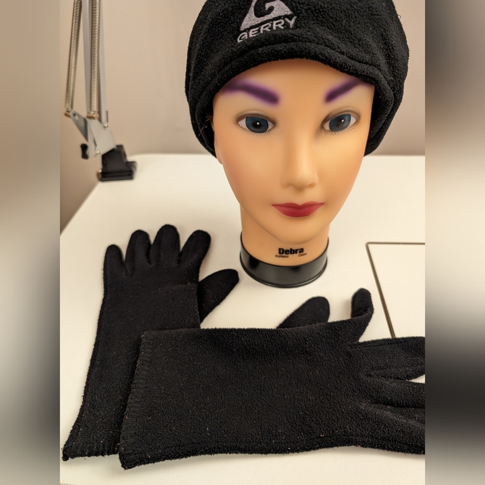 Gerry Black Fleece Headband and Charter Club Black Fleece Gloves, Orig. Owner